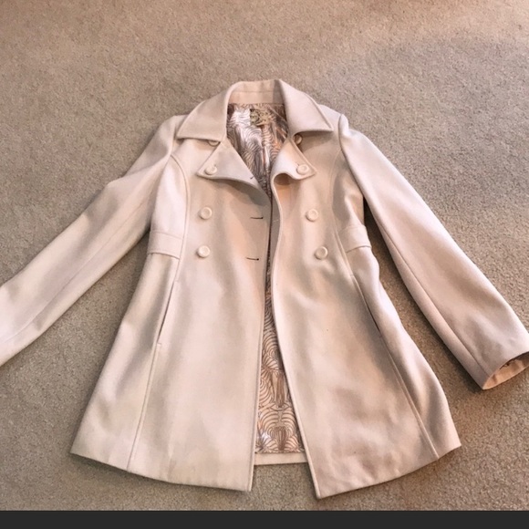 Women's Tulle cream colored pea coat - Picture 1 of 7